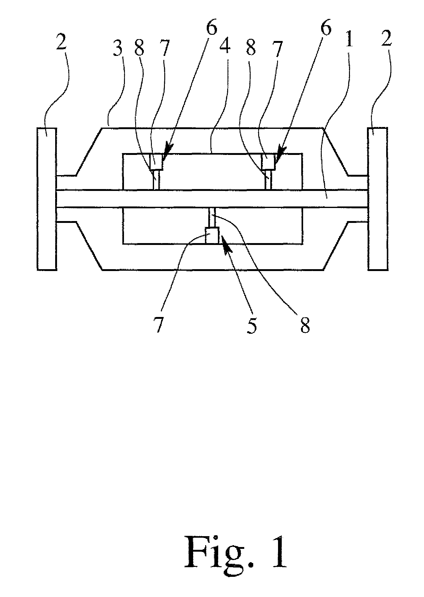 Device for measuring the mass rate of flow having a bobbin for a magnetic coil made from a material having a specific thermal conductivity