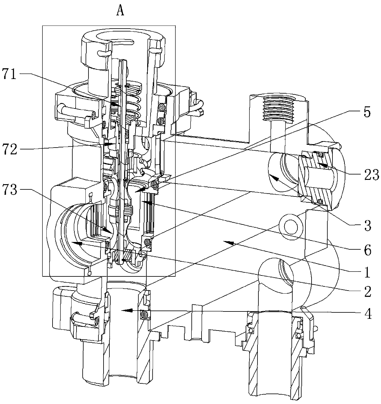 Three-way valve structure