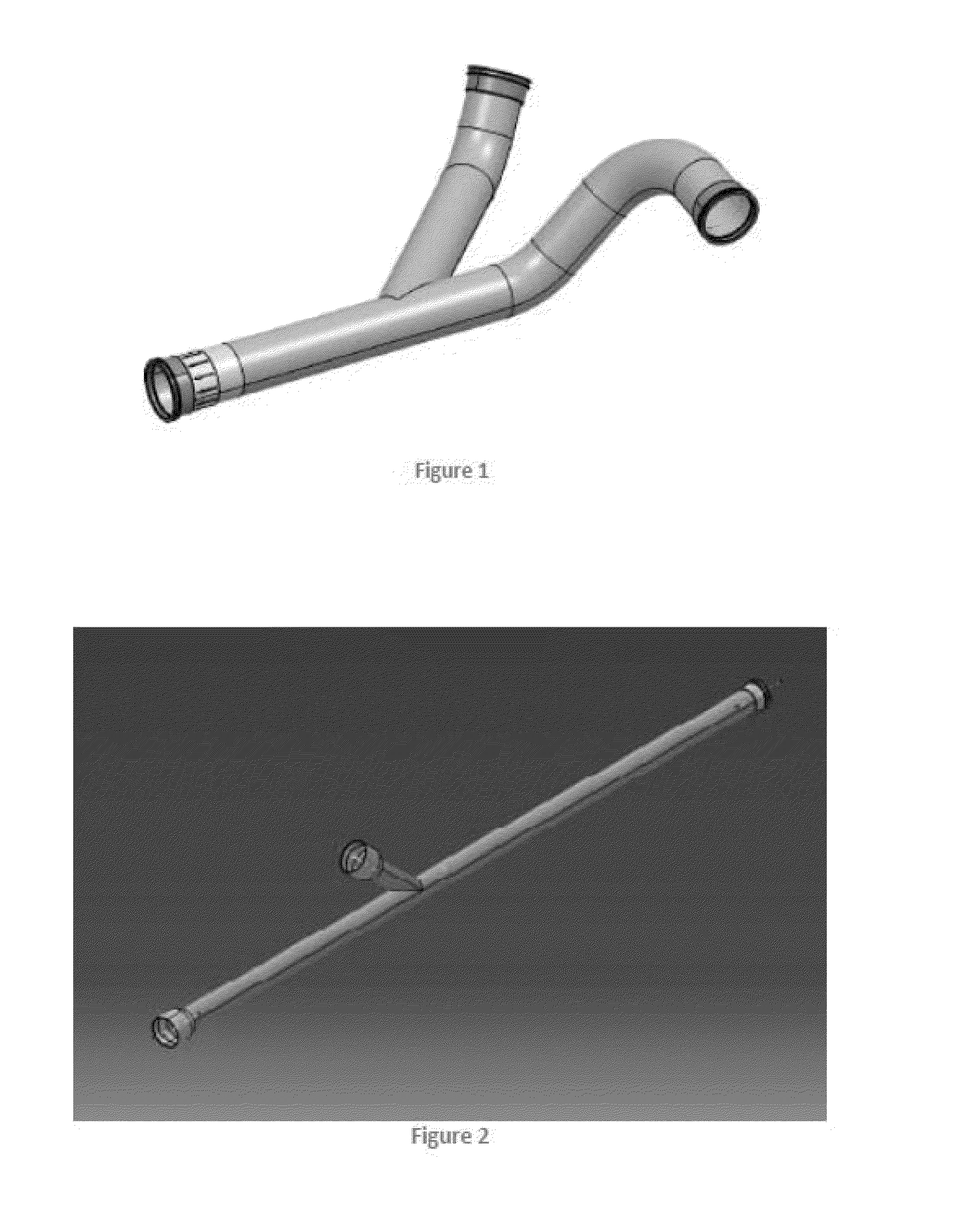 Composite waste and water transport elements and methods of manufacture for use on aircraft