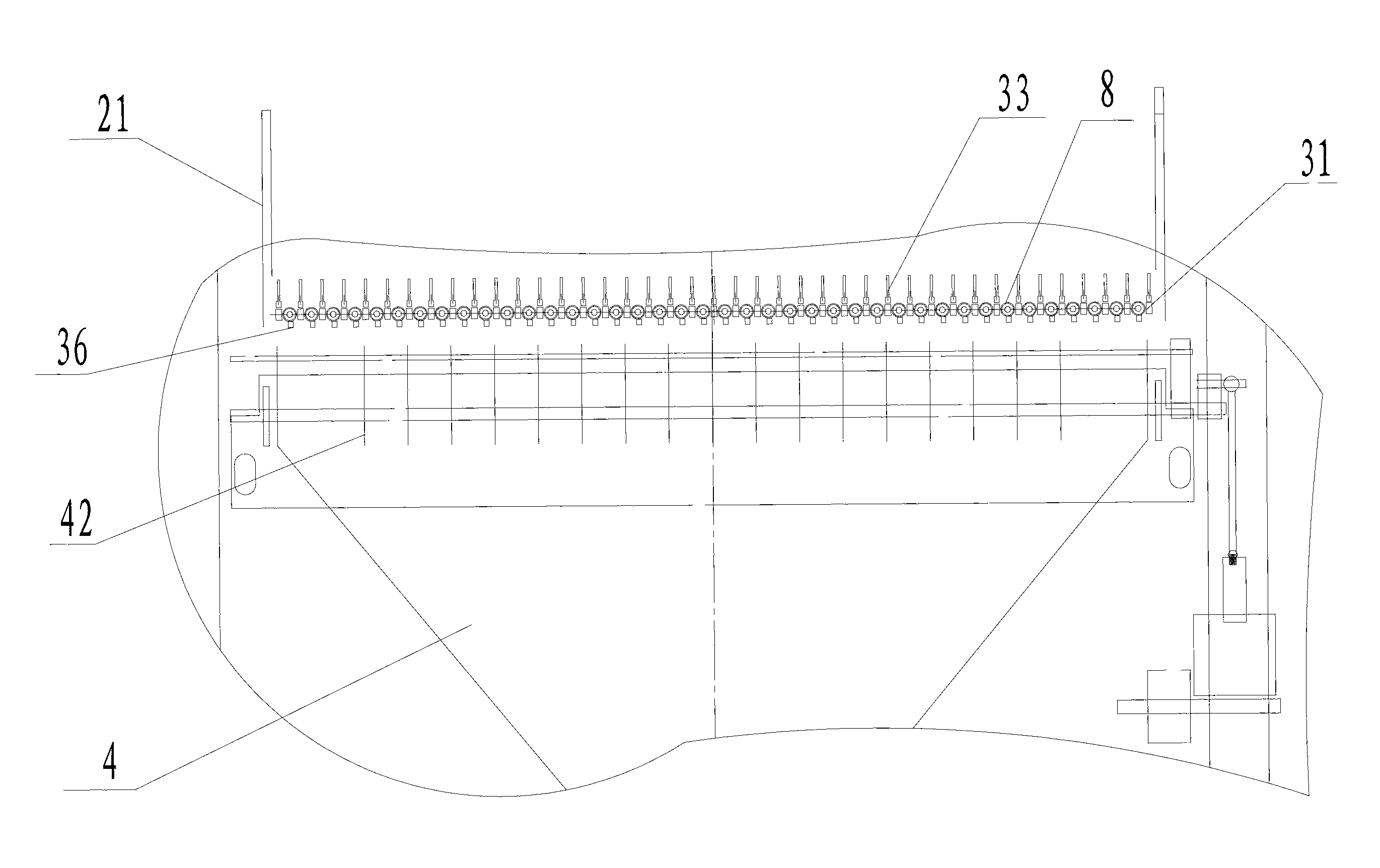 Direction straightening-out mechanism of cylinder bundling machine