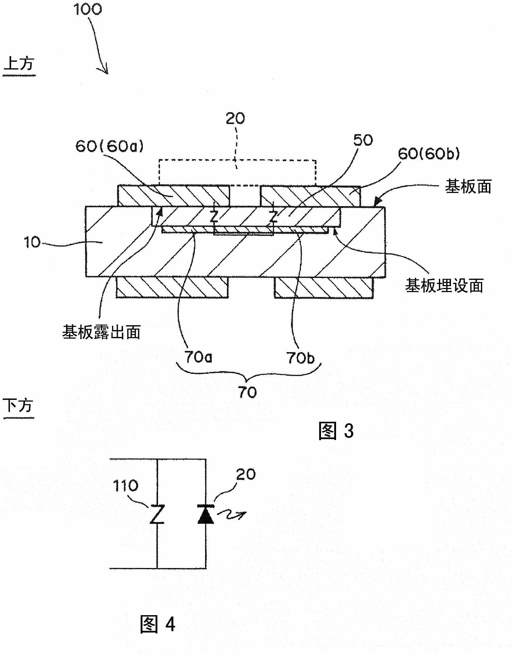 Substrate for light emitting element, method for manufacturing same, and light emitting device
