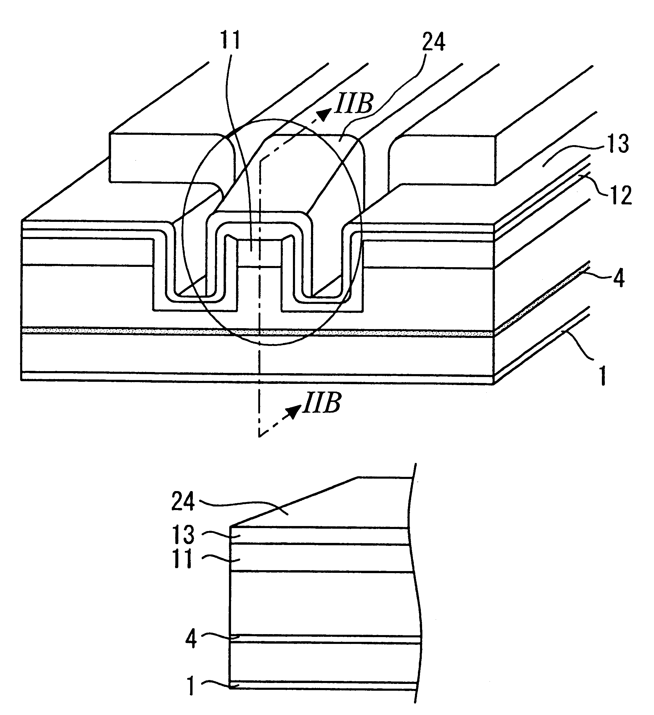 Semiconductor device with varying thickness gold electrode