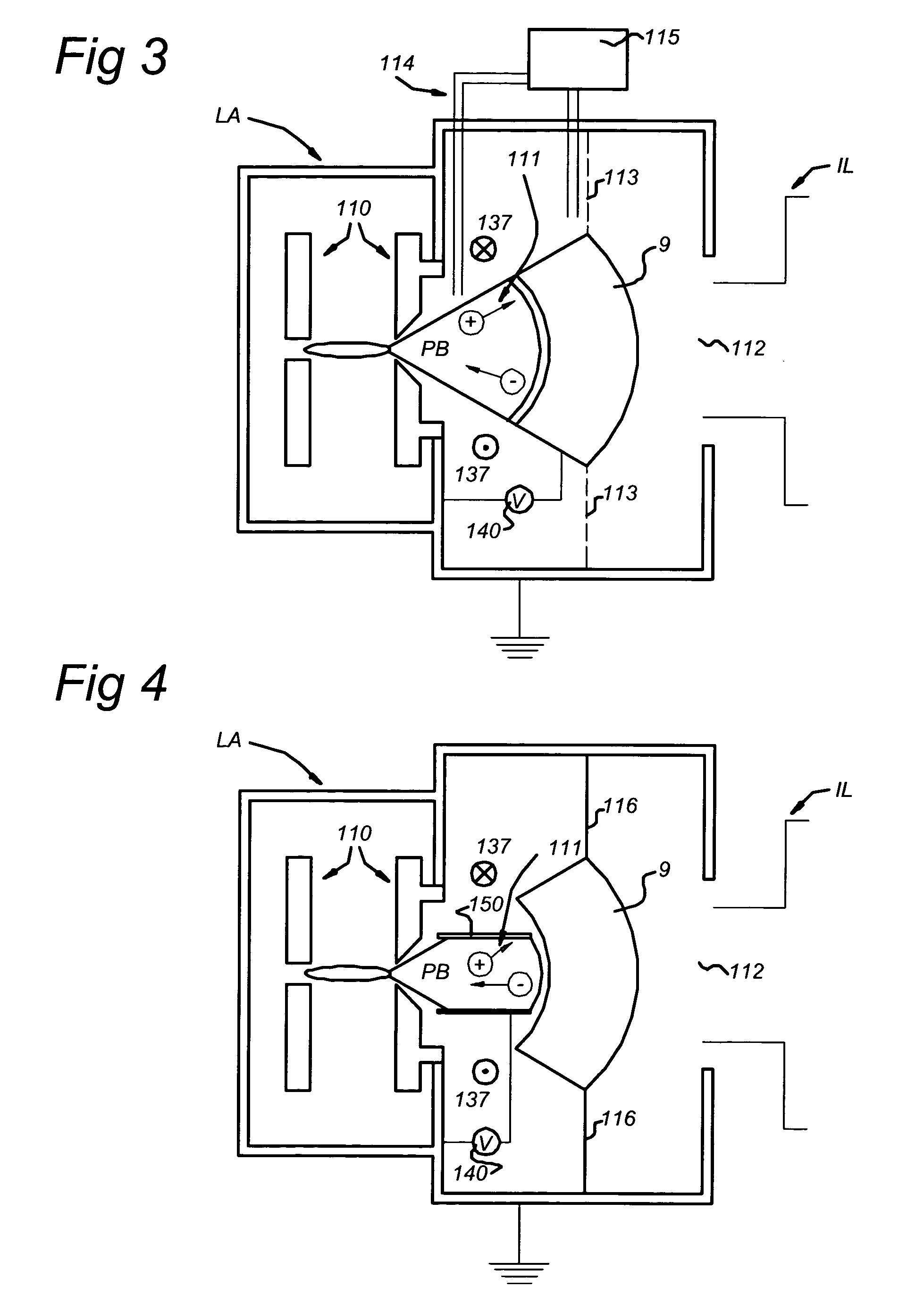 Lithographic apparatus with debris suppression, and device manufacturing method