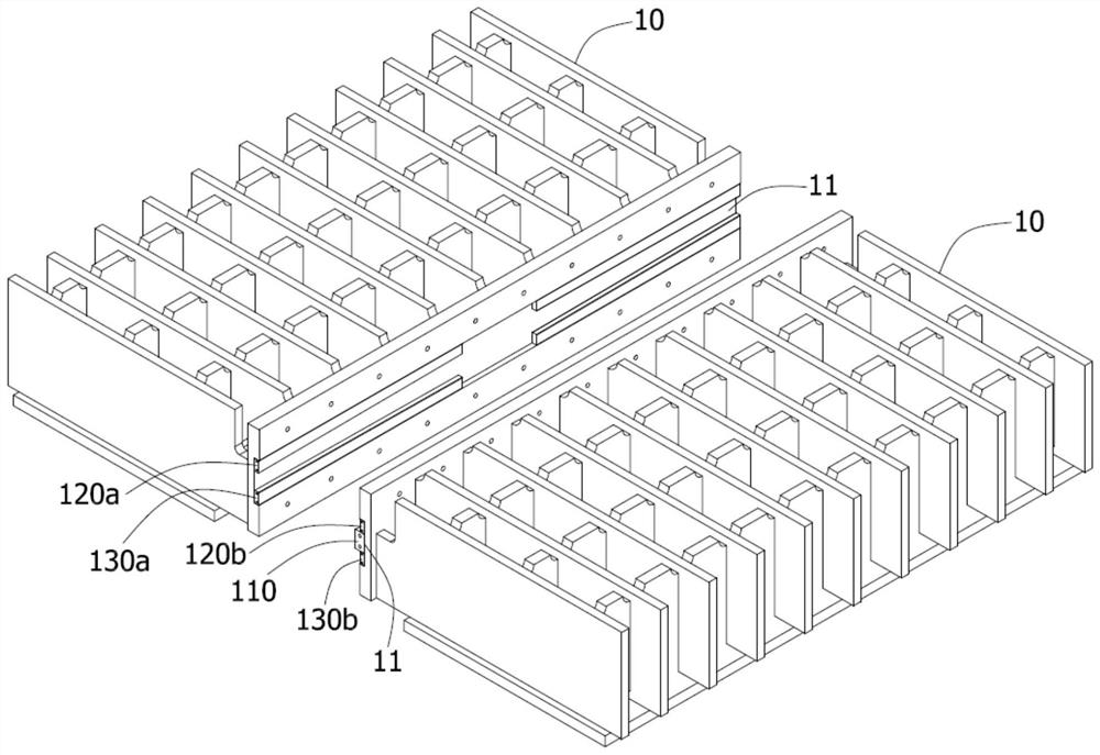 Splicing structure of artificial board press cross beam