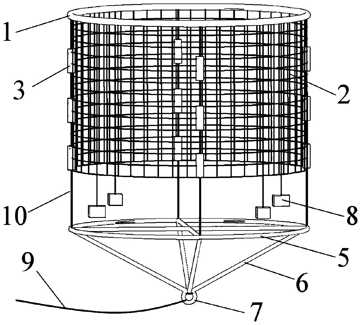 Single point mooring cage system with net fixing function