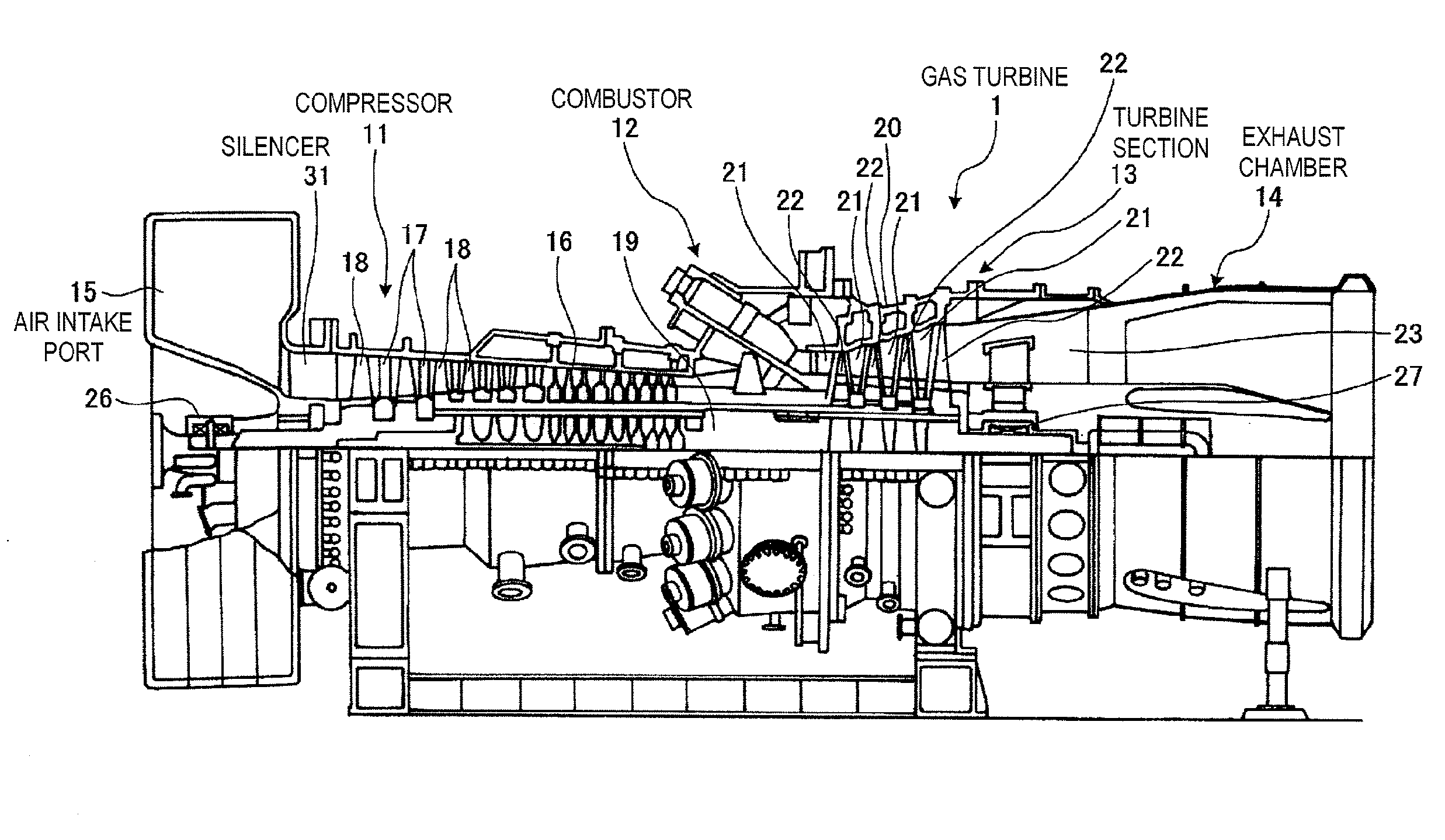 Gas turbine silencer, and gas turbine provided with same