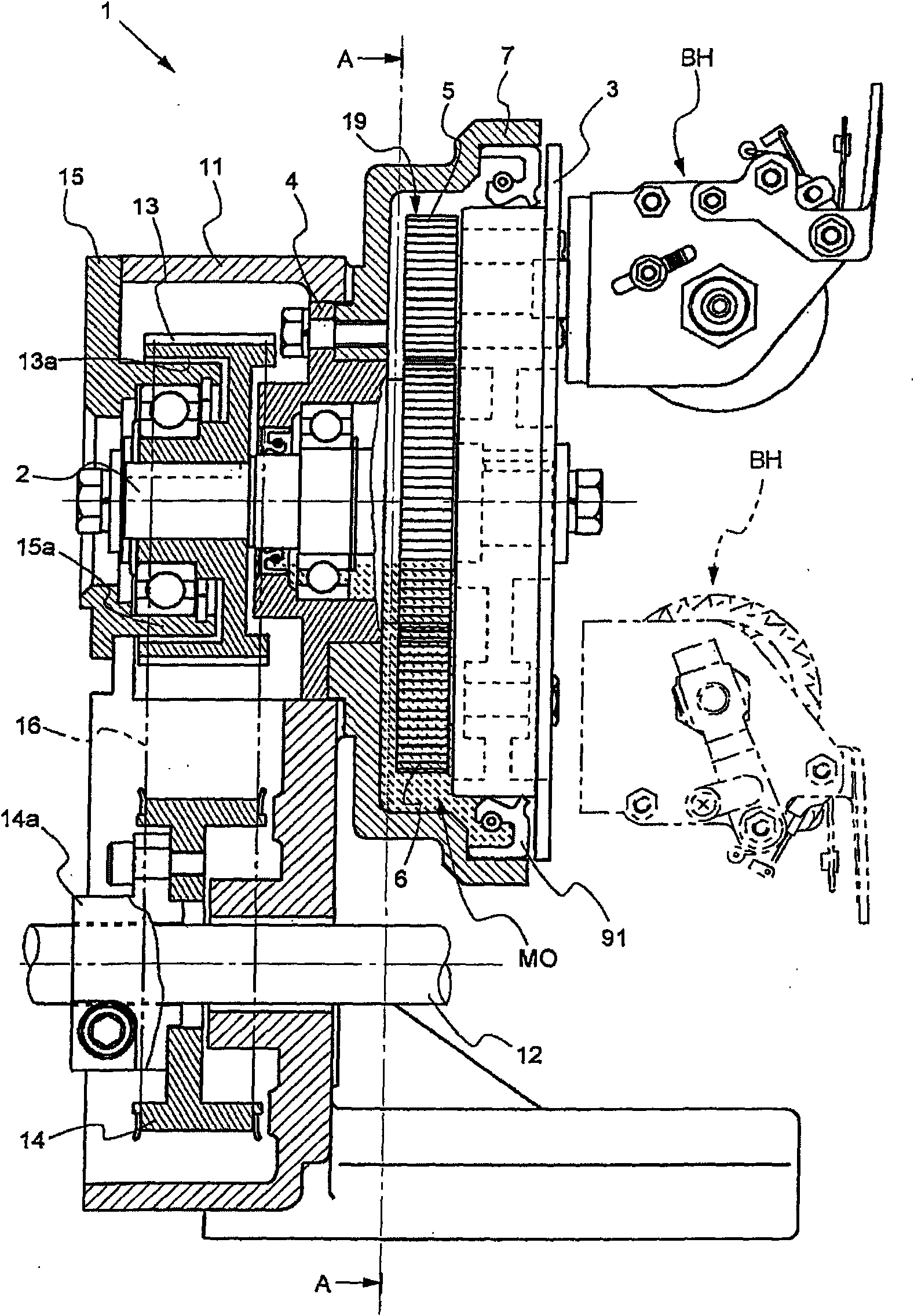 Planetary gear type selvage device of weaving machine