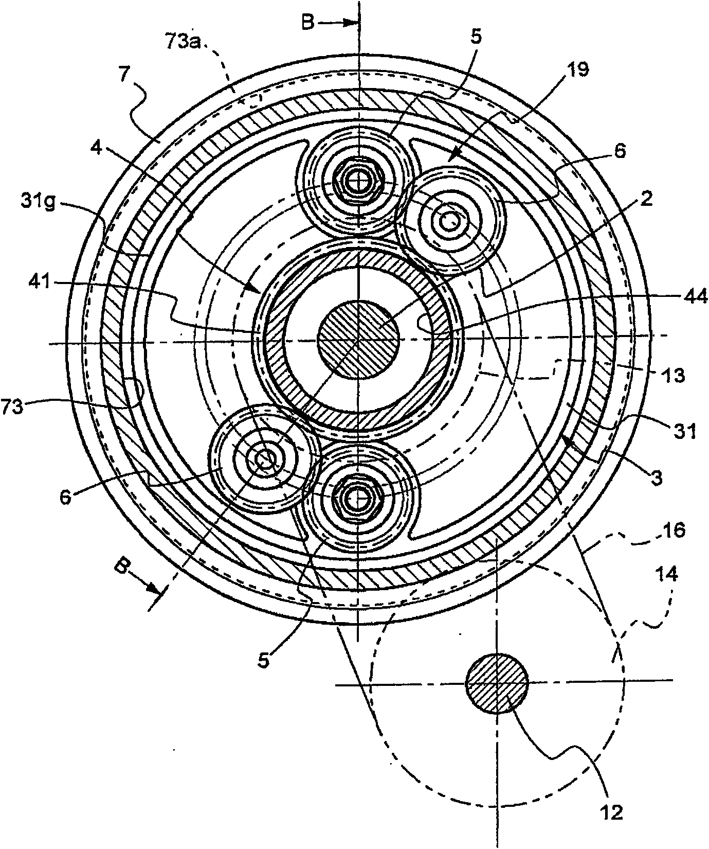 Planetary gear type selvage device of weaving machine