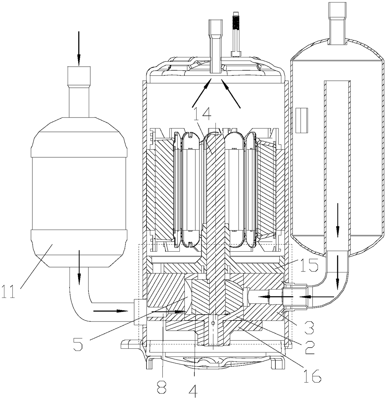 A single-cylinder enthalpy-increasing compressor and an air-conditioning system having the same