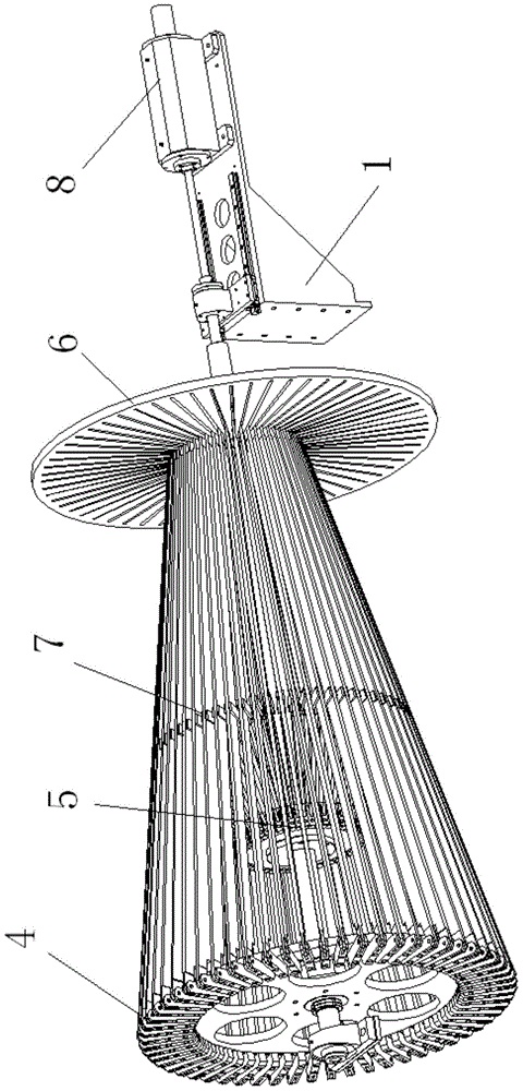 Conical roller assembly for shaping by film drawing machine