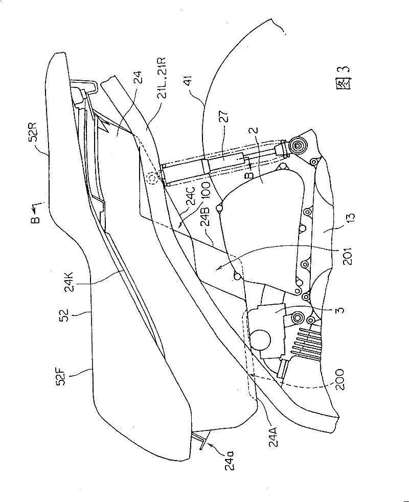 Storage box structure of motor two-wheeler