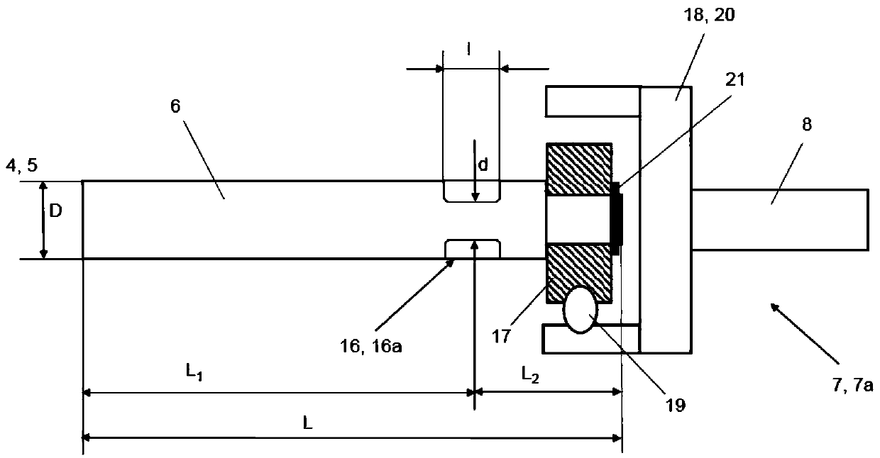 Lateral drive shaft of drive train of motor vehicle comprising internal combustion engine and transducer