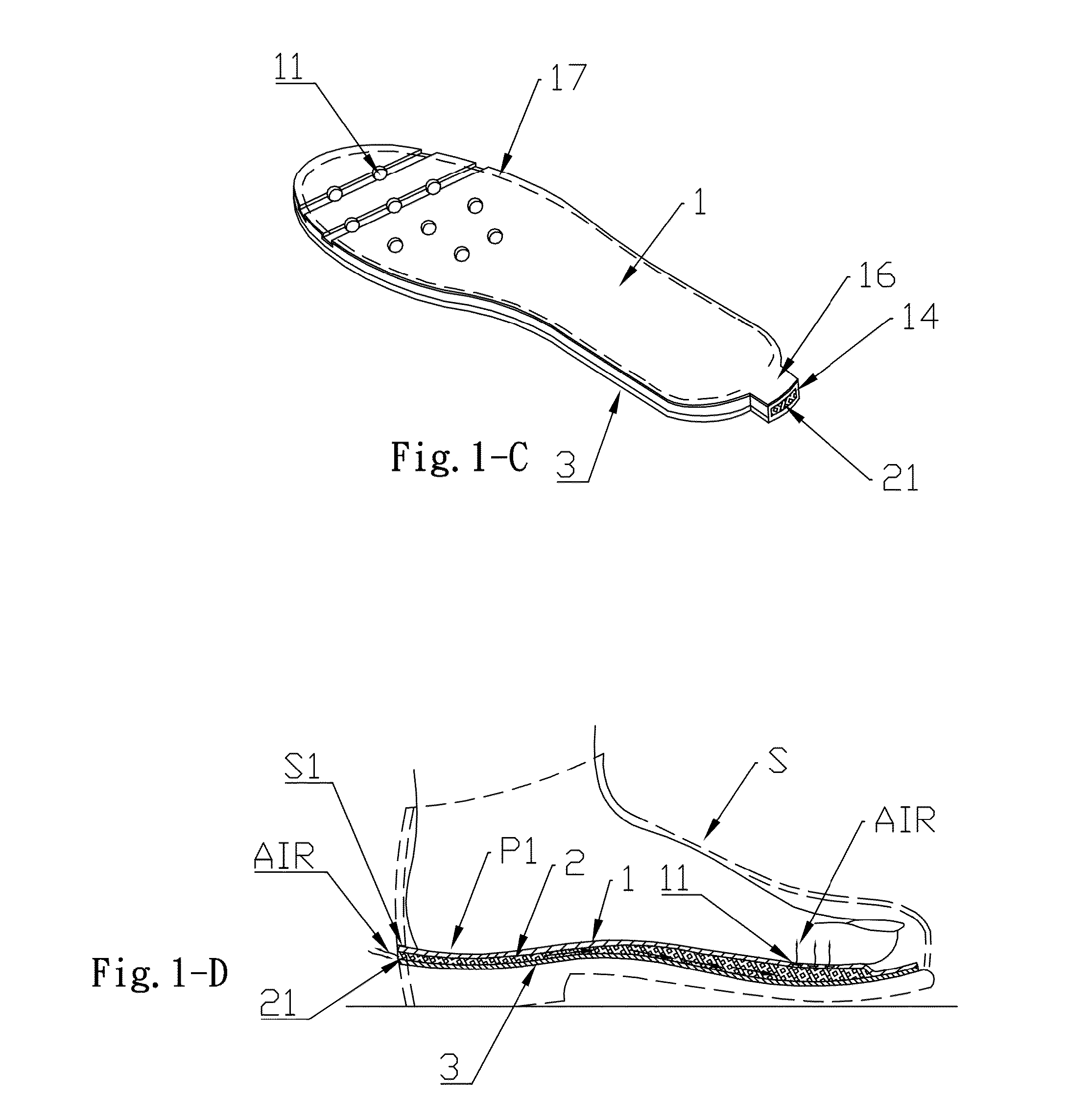 Ventilating insole structure