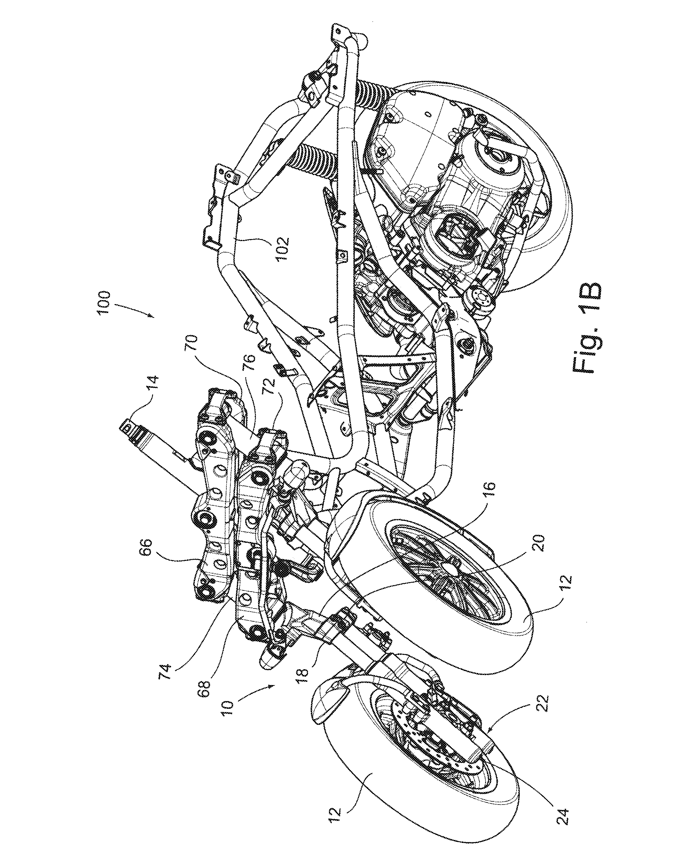 Tiltable motorcycles with two front steering wheels