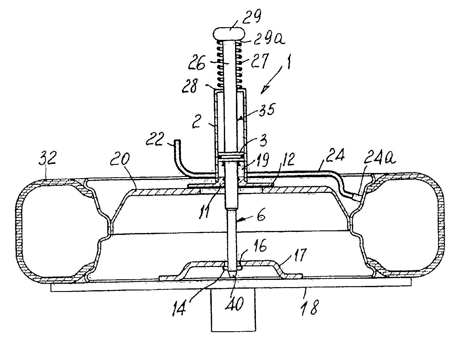 Safety device for pressurizing an envelope at risk of bursting