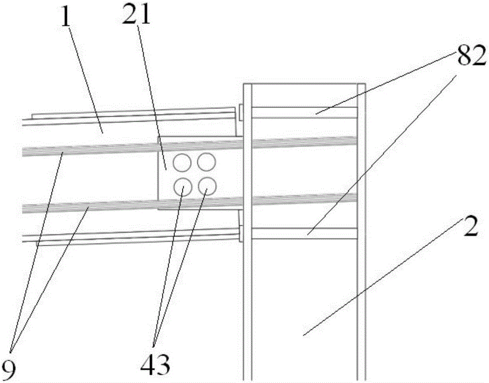 Prestressed assembled middle column steel frame recoverable in function