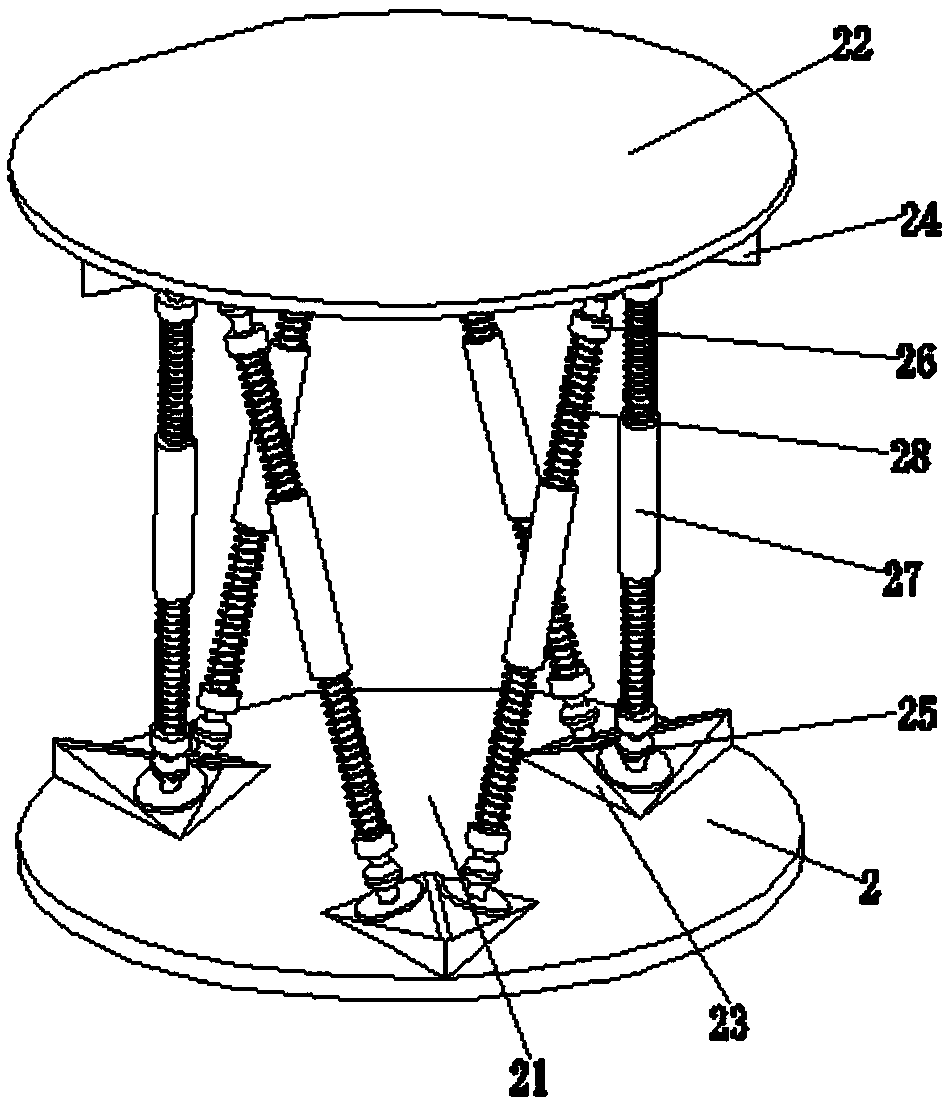 A shock-absorbing walking device for a building construction handling robot