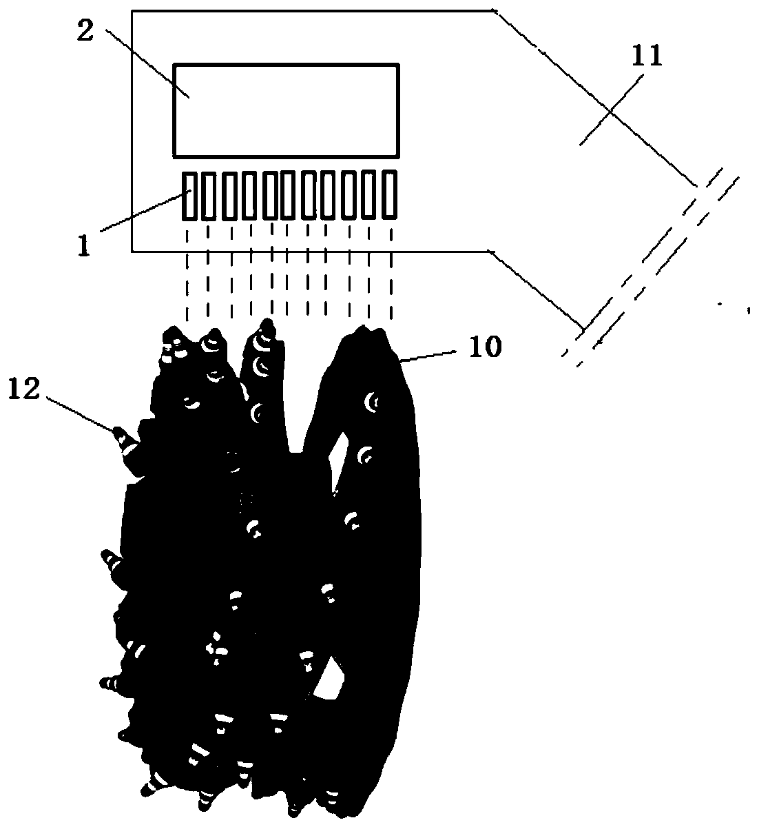 Device for intelligently monitoring state of shearer picks based on linear Hall multi-probe structure