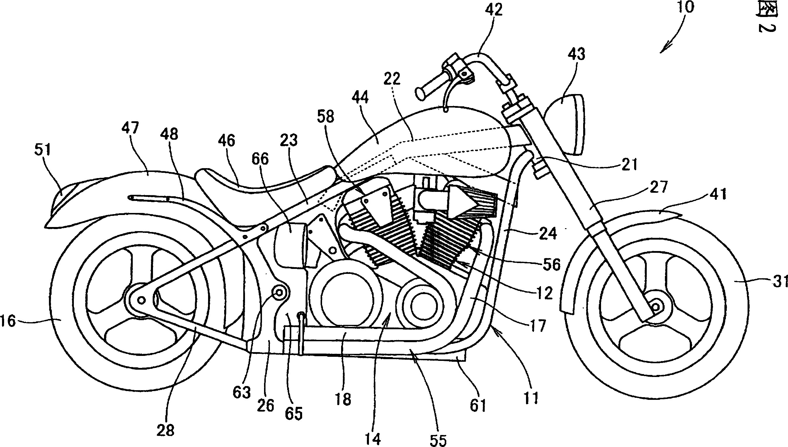 Motorcycle radiator arranging construction