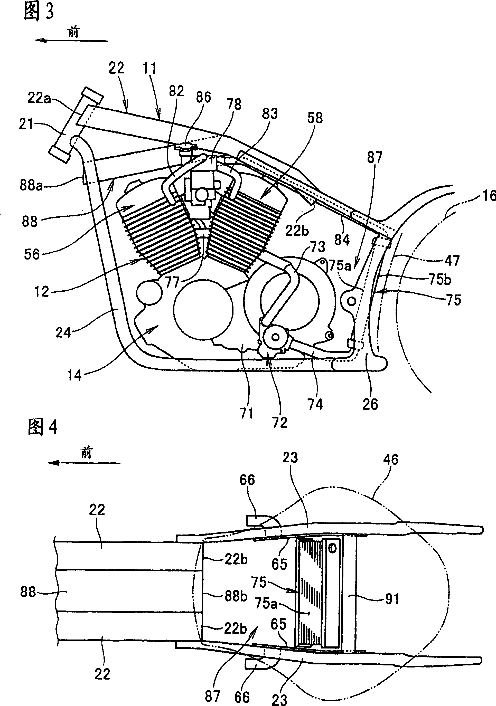 Motorcycle radiator arranging construction