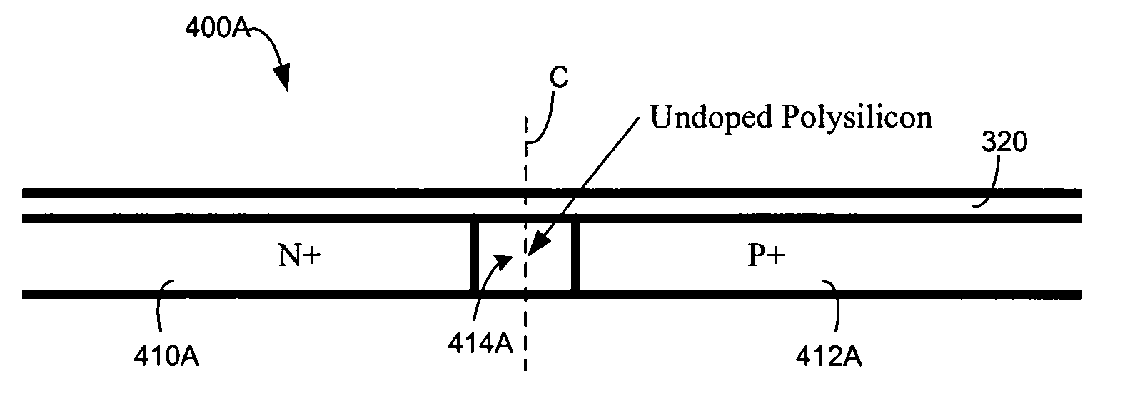 Integrated fuse with regions of different doping within the fuse neck