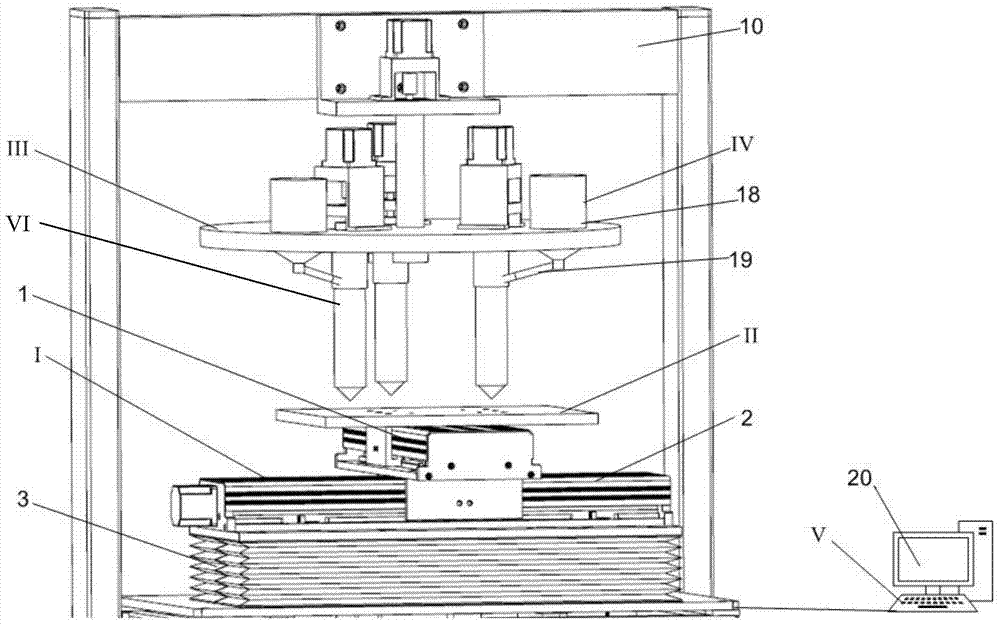 A 3D printing device suitable for multi-material workpieces