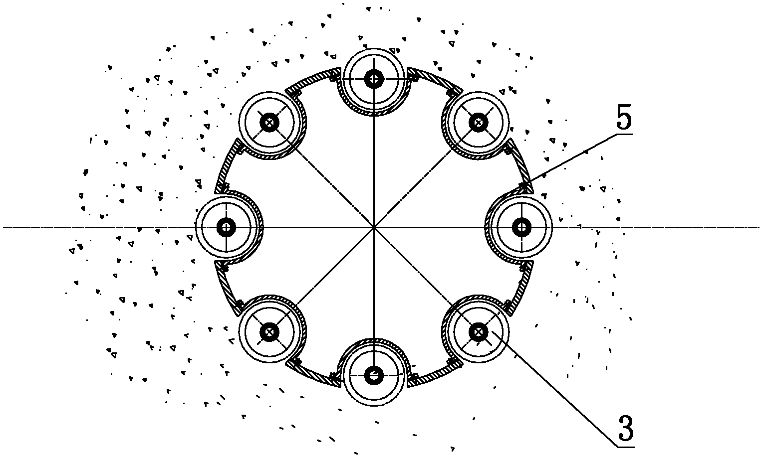 Multi-spiral self-driven walking type tunneling device and method