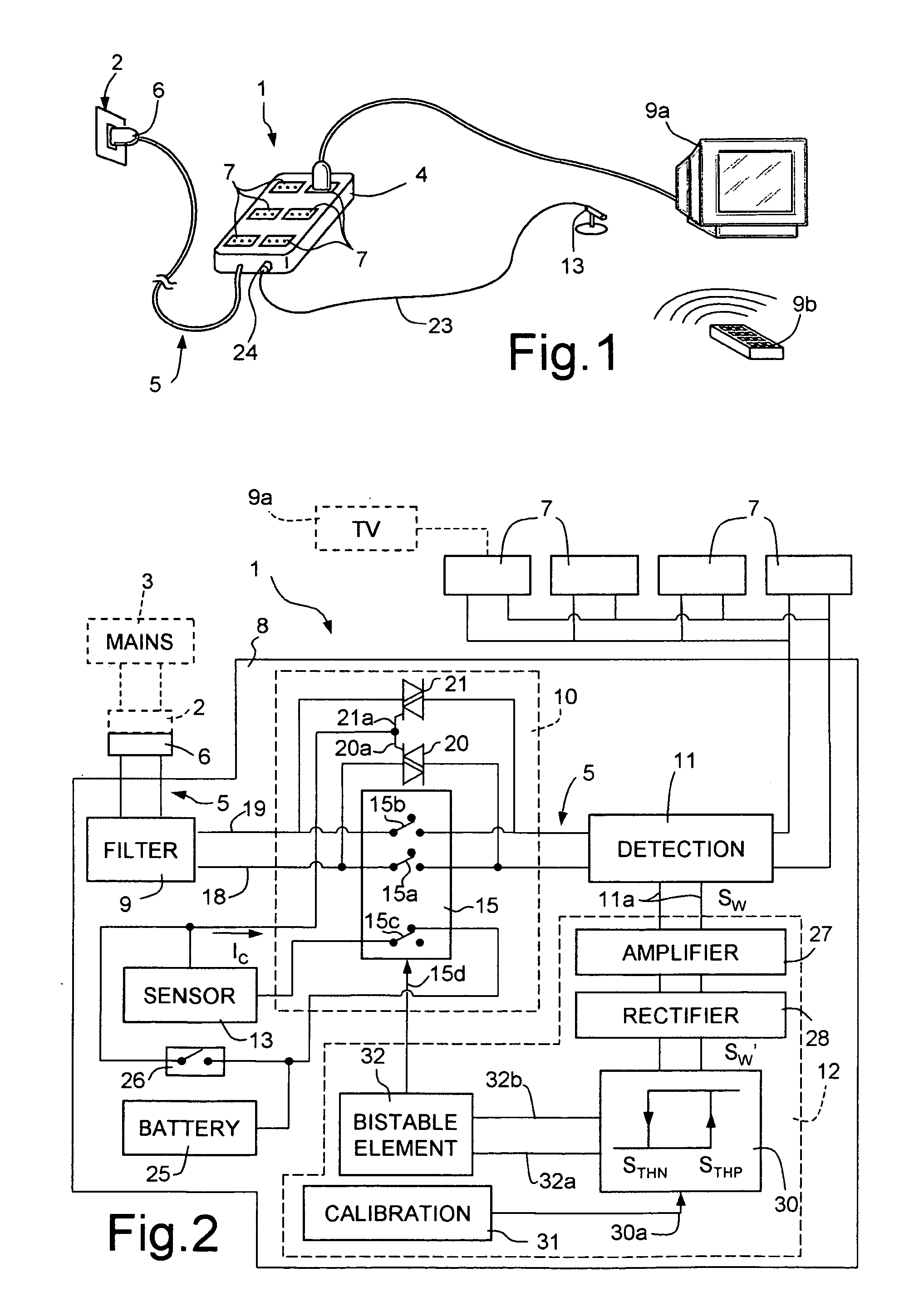 Device for connecting electric household appliances to an electric power main