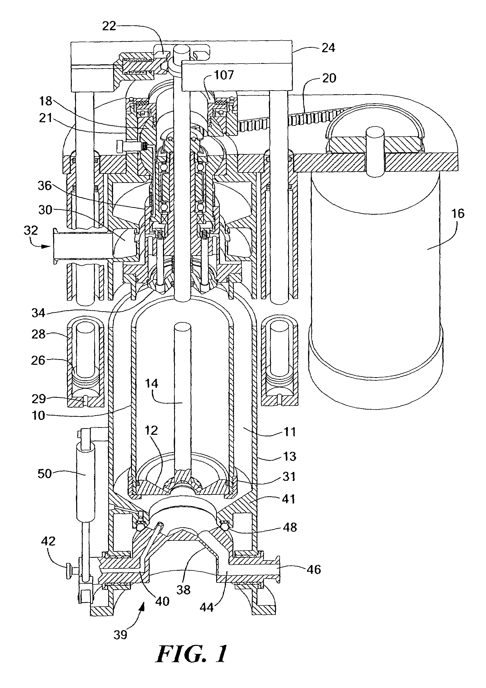 Centrifugal separator with scraper or piston for discharging solids