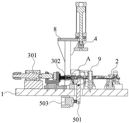 Pressing device for workpiece with notch and pin pressing device