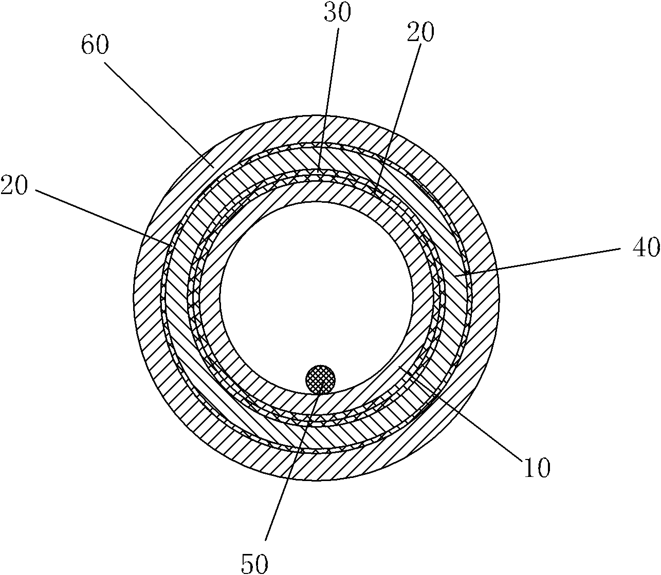 Discontinuous flow-preventing high-pressure hose and production process thereof