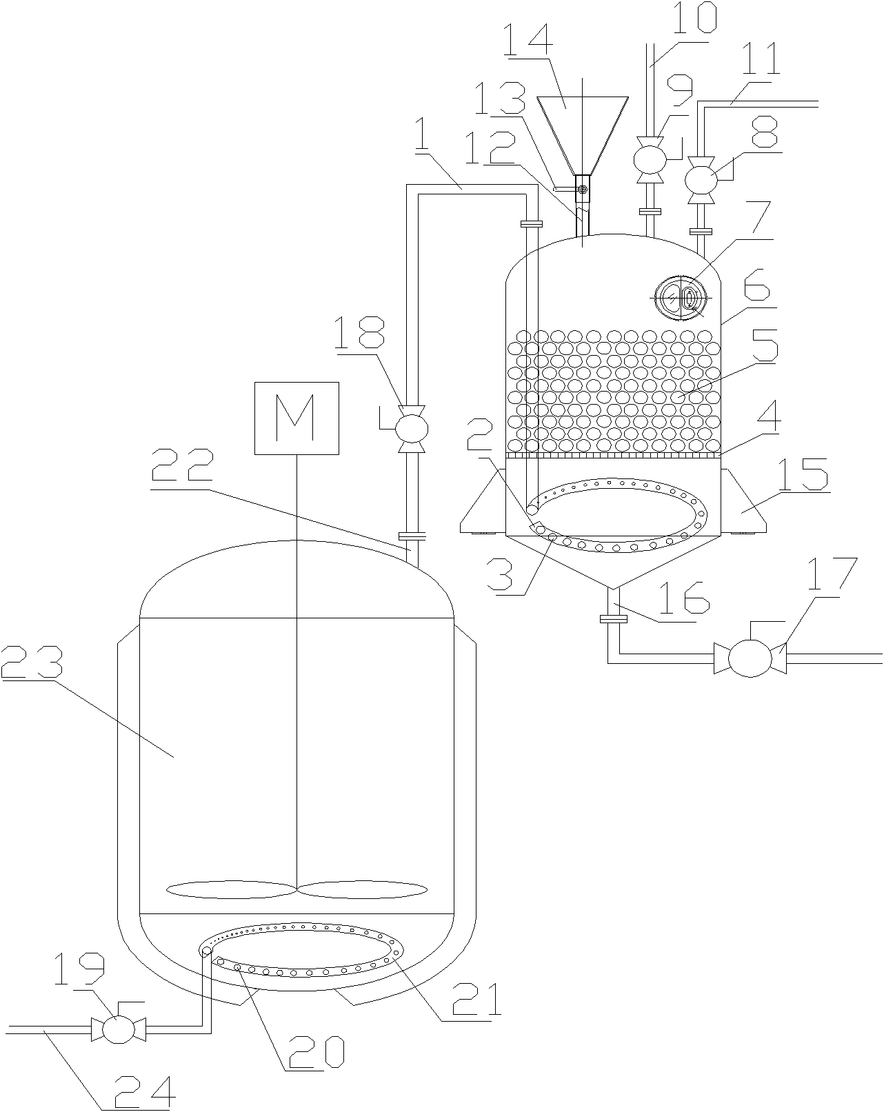 Gas washing and recovering device for preparing macromonomers of poly carboxylic acid water reducing agent