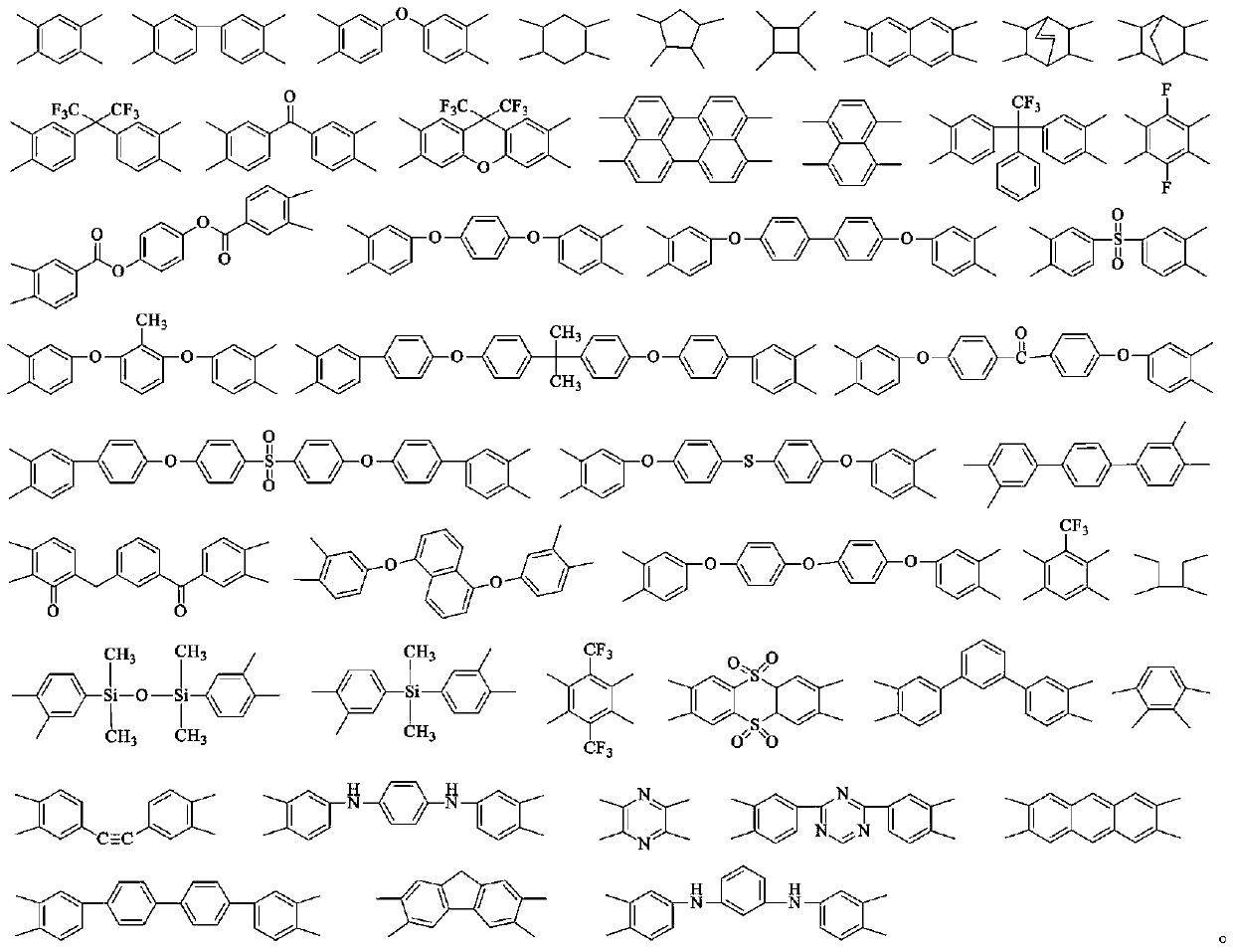 Polyimide containing 9,10-dihydroacridine structure, and preparation method and application thereof