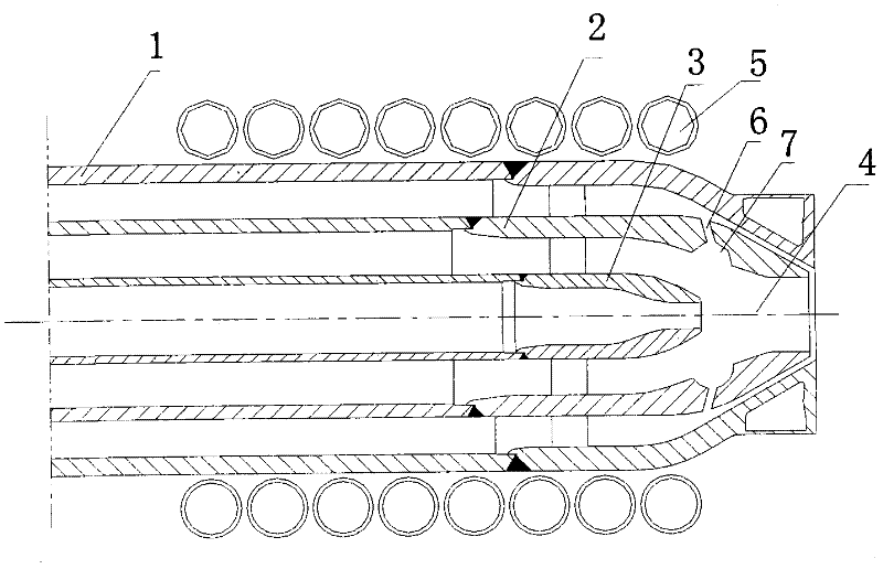 Process burner of water-coal slurry gasification furnace