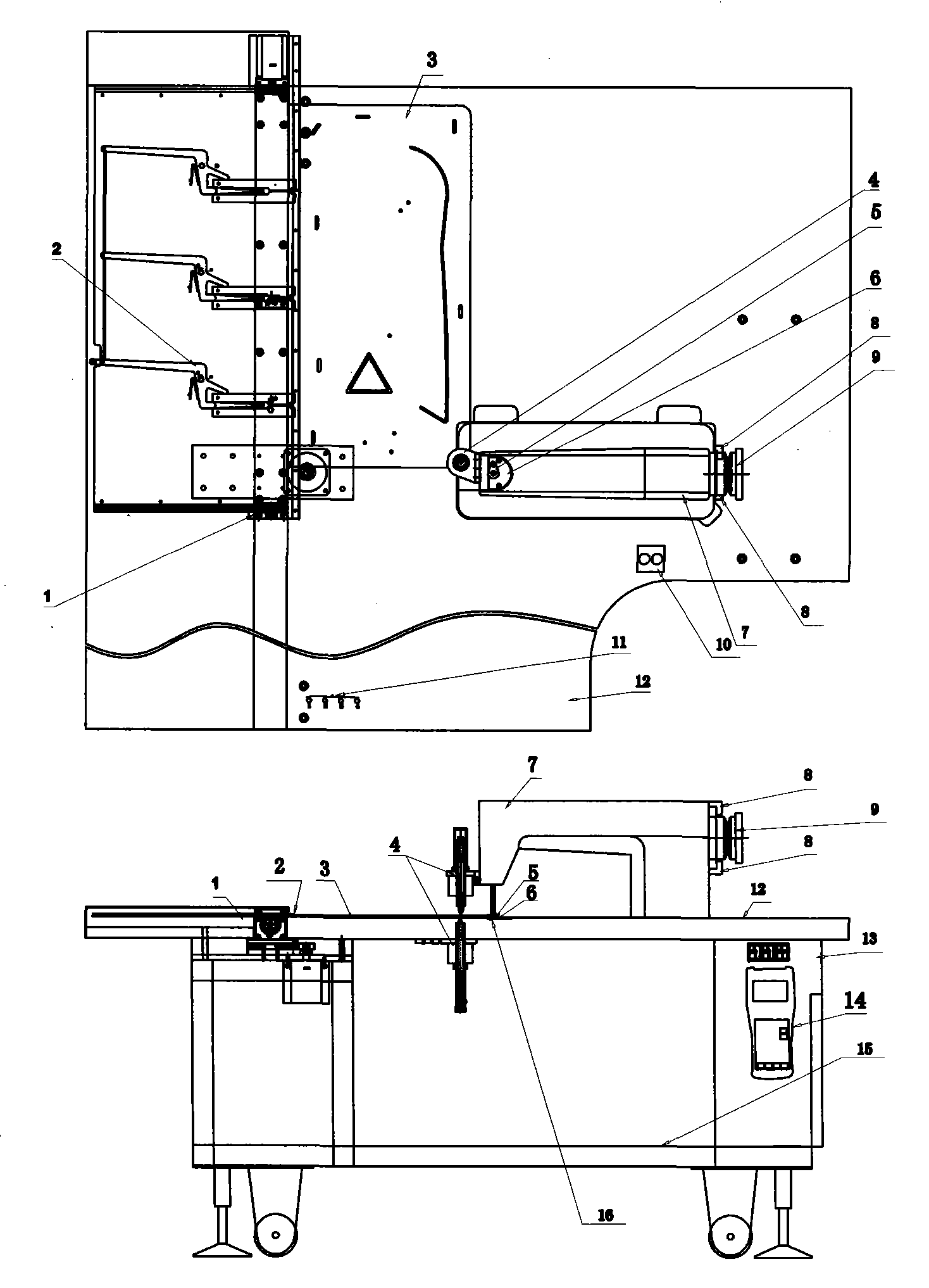 Multifunctional digital control sewing machine for feeding by clamping cloth sheets through template