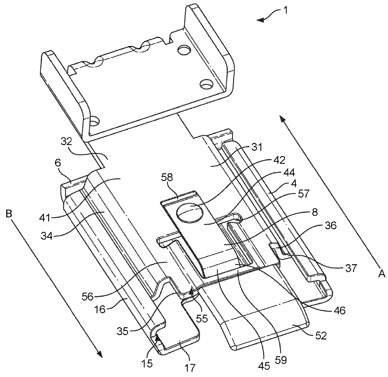 A detachable coupling arrangement for  connecting a handle to a utensil