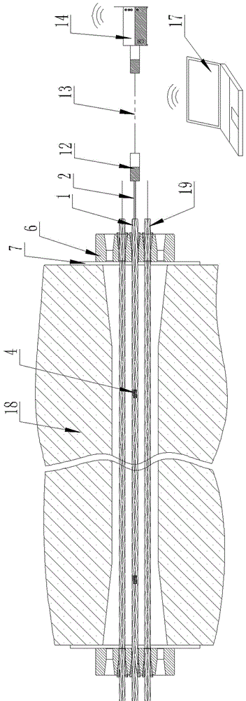 Bridge effective prestress force on-way distribution and attenuation testing device