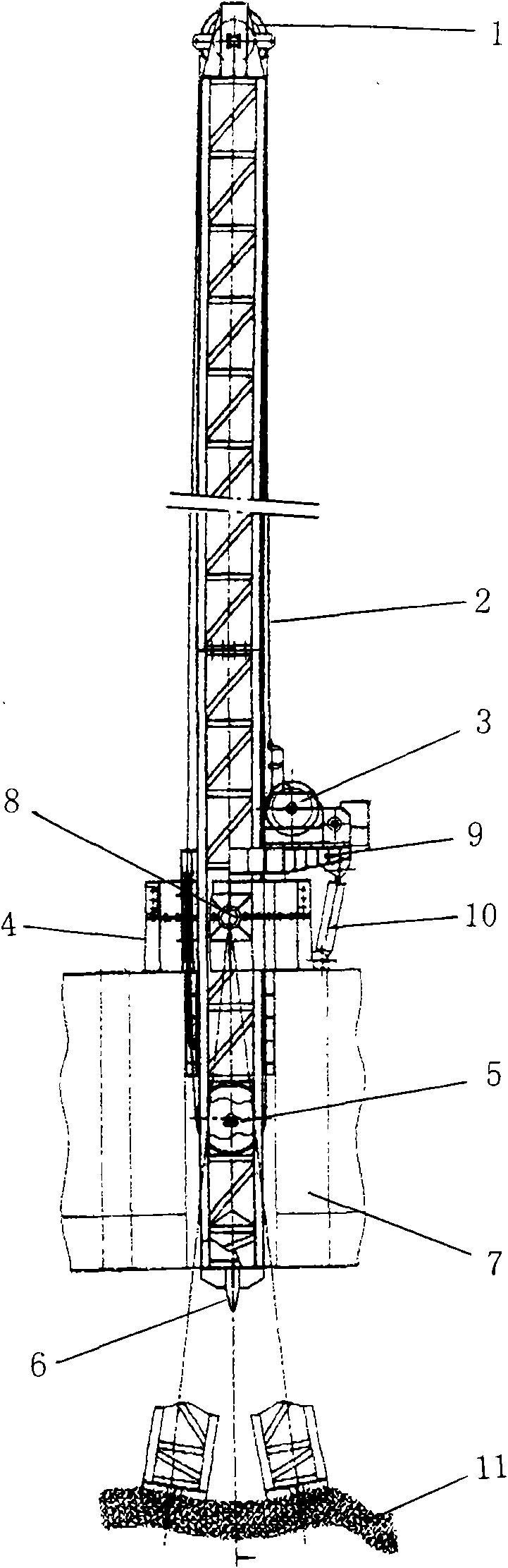 Movable pile type positioning device of engineering ship