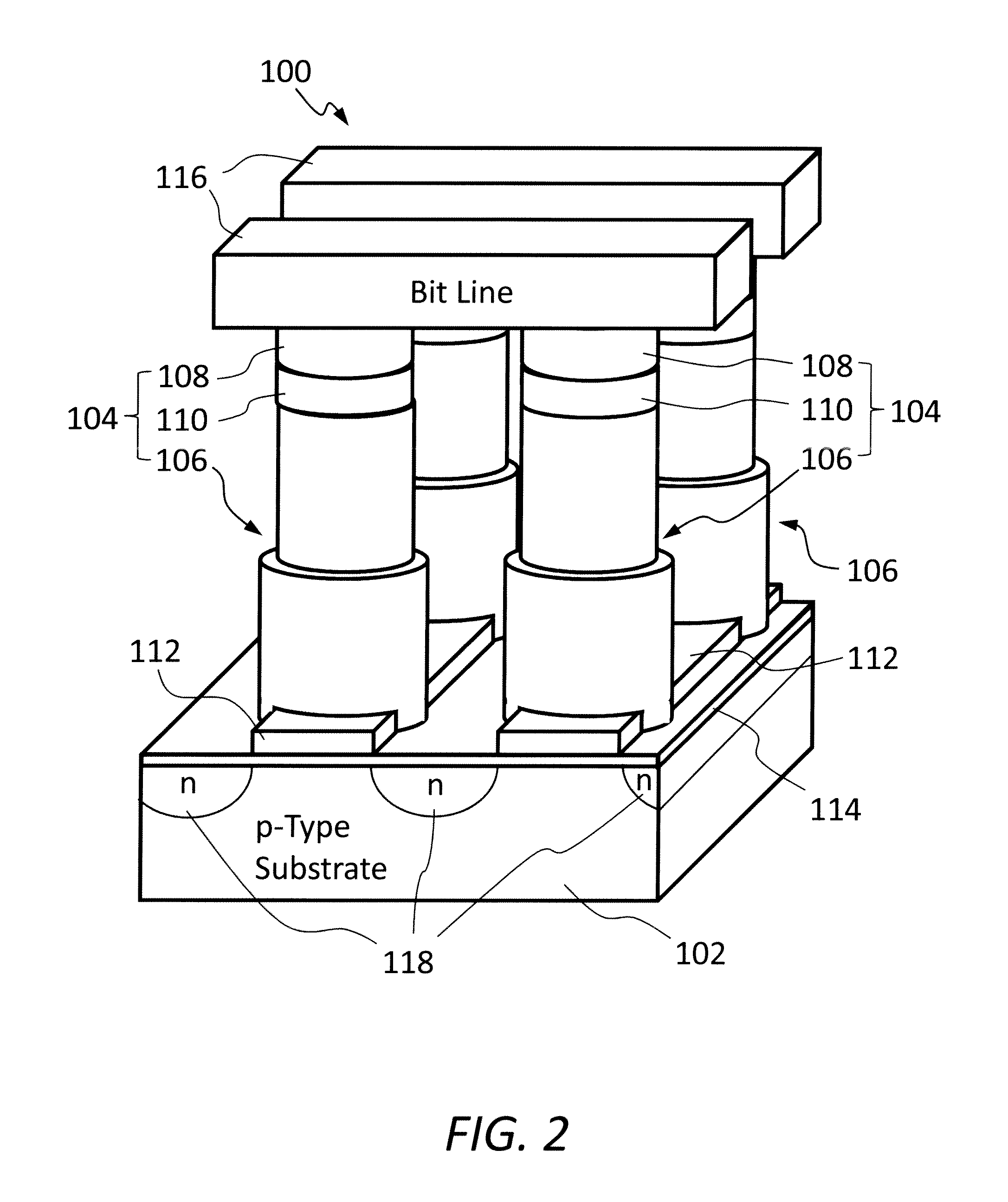 Resistive memory device having vertical transistors and method for making the same