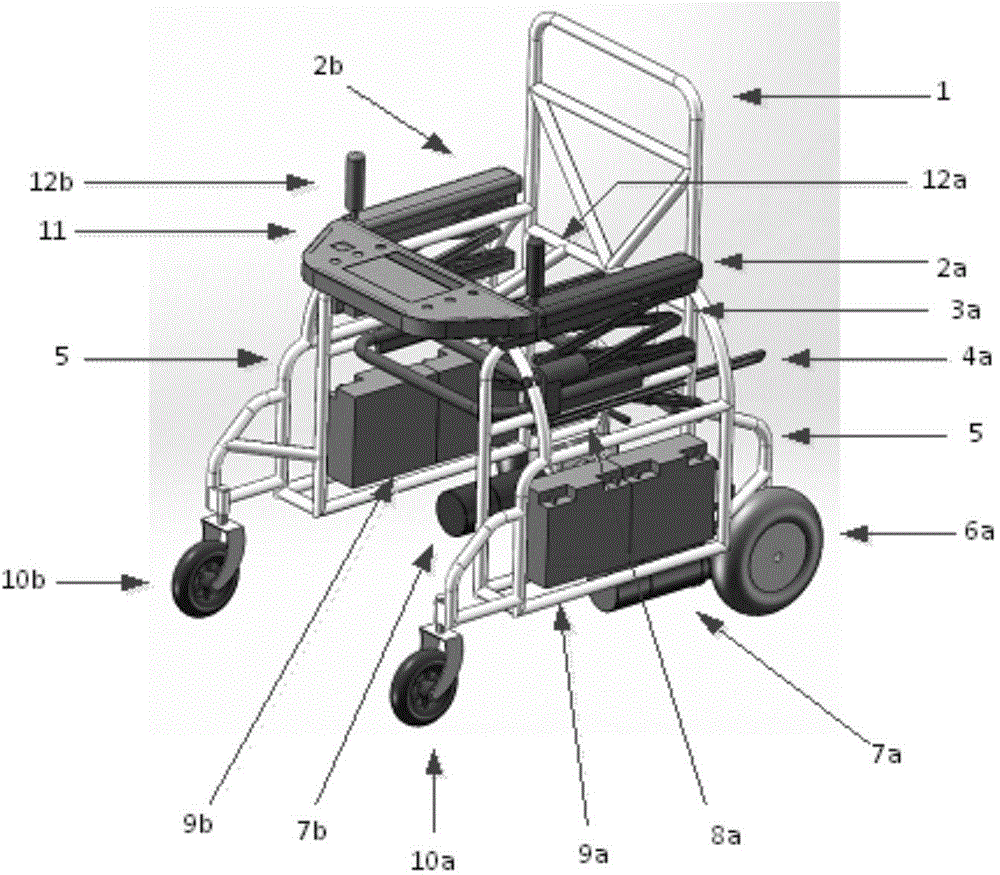 Novel wheelchair type electric walking training device and control method