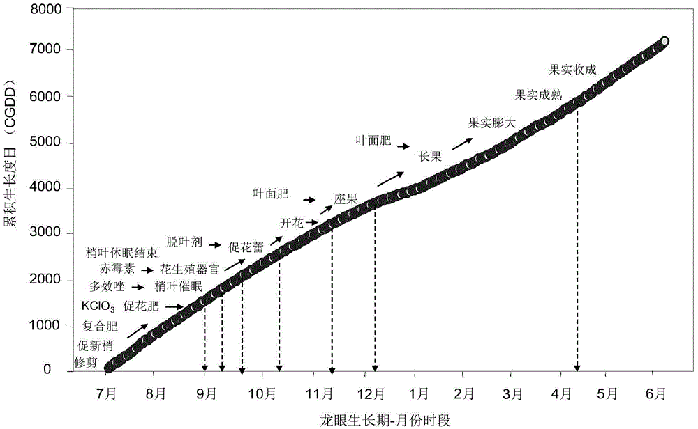 A method to improve flowering rate and fruit quality of longan based on accumulative growth degree days in growth period