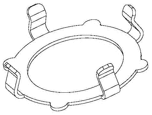 Stamping die used for stamping inverted-pothook-shaped structure