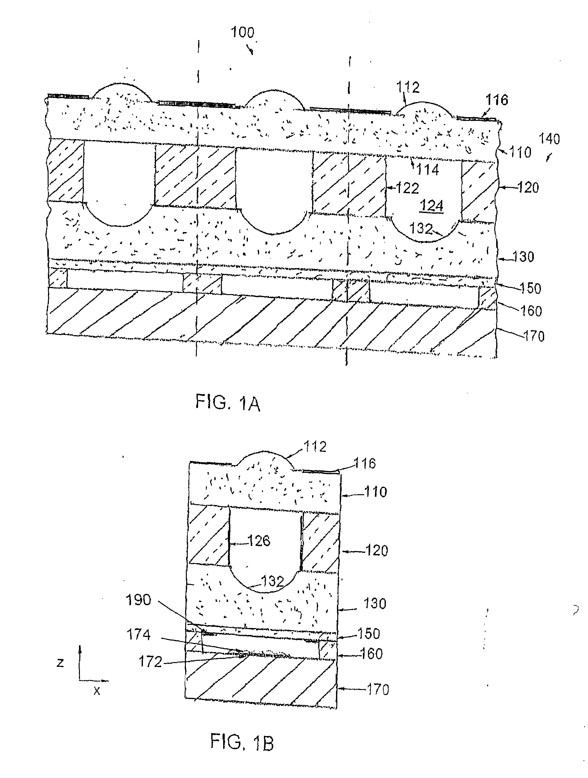 Internal noise reducing structures in camera systems employing an optics stack and associated methods