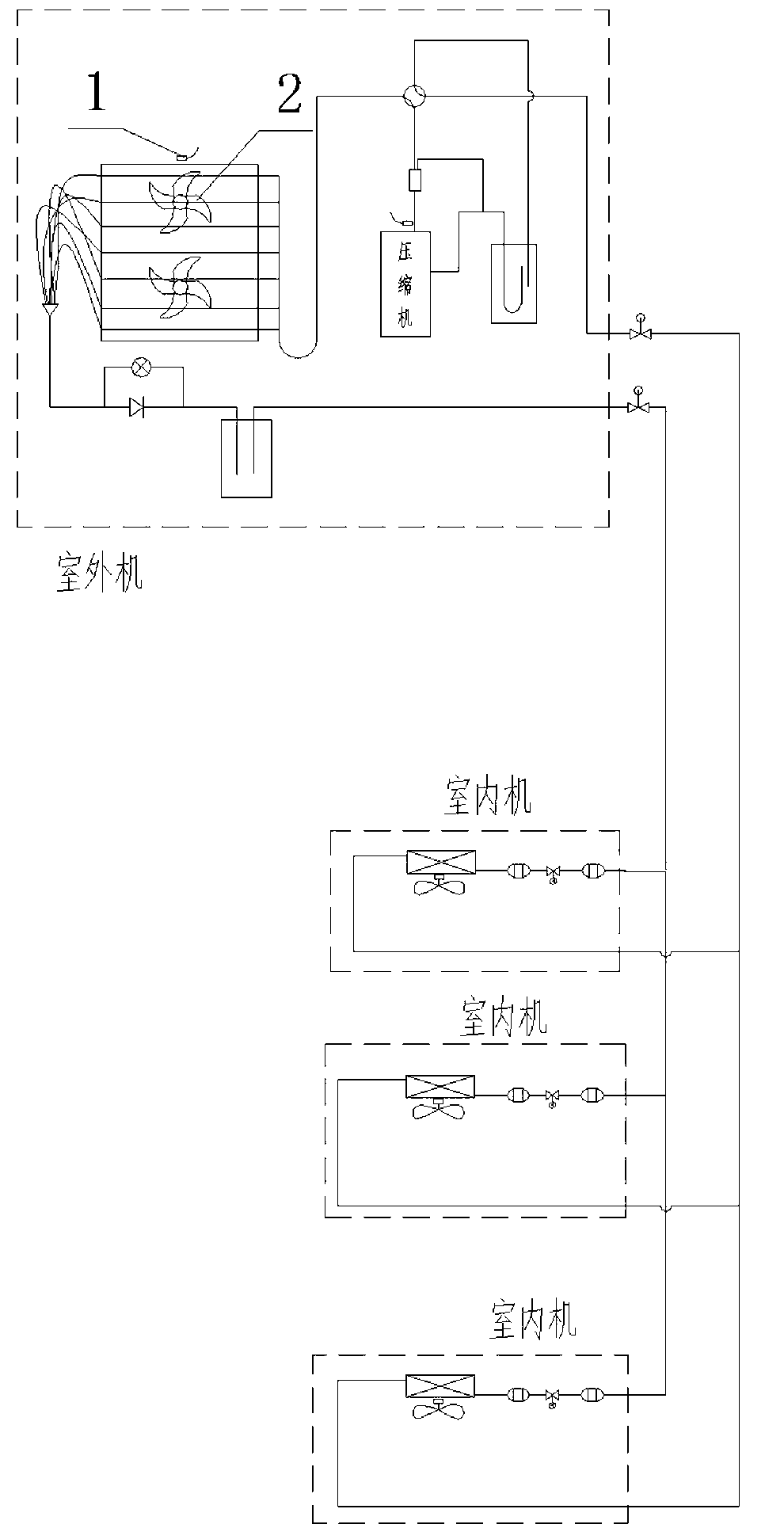 Control method for outdoor fan in refrigeration of variable frequency multi-split air-conditioning unit