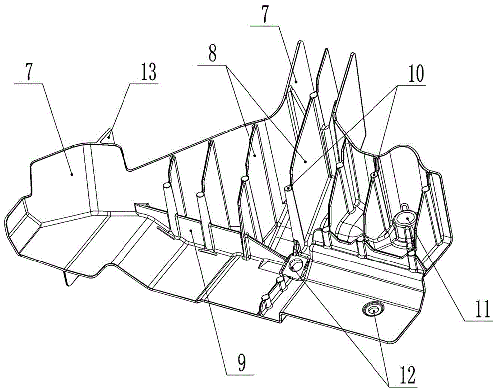 The structure of the rear section of the front longitudinal beam of electric vehicles