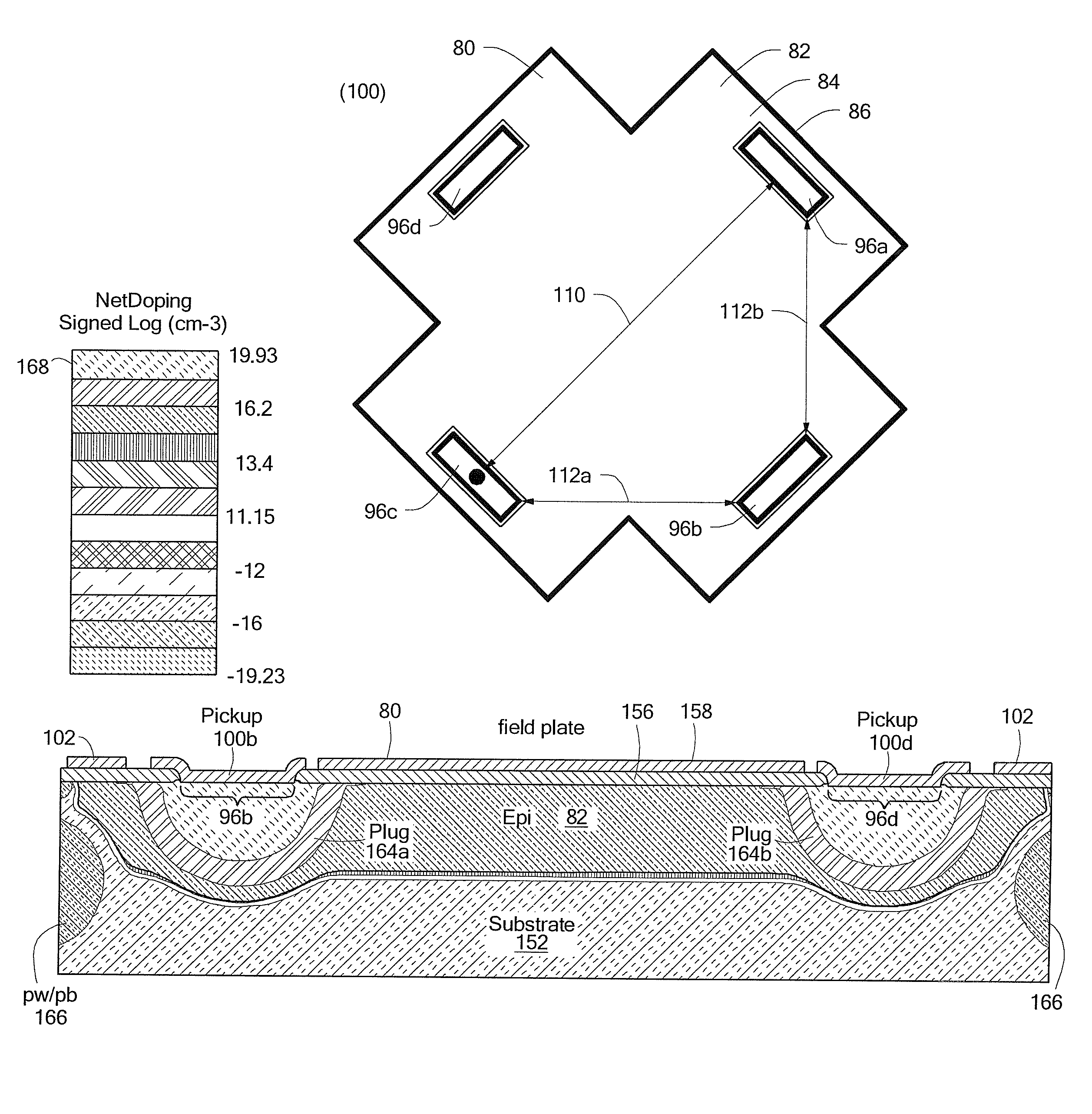 Hall effect element having a wide cross shape with dimensions selected to result in improved performance characteristics