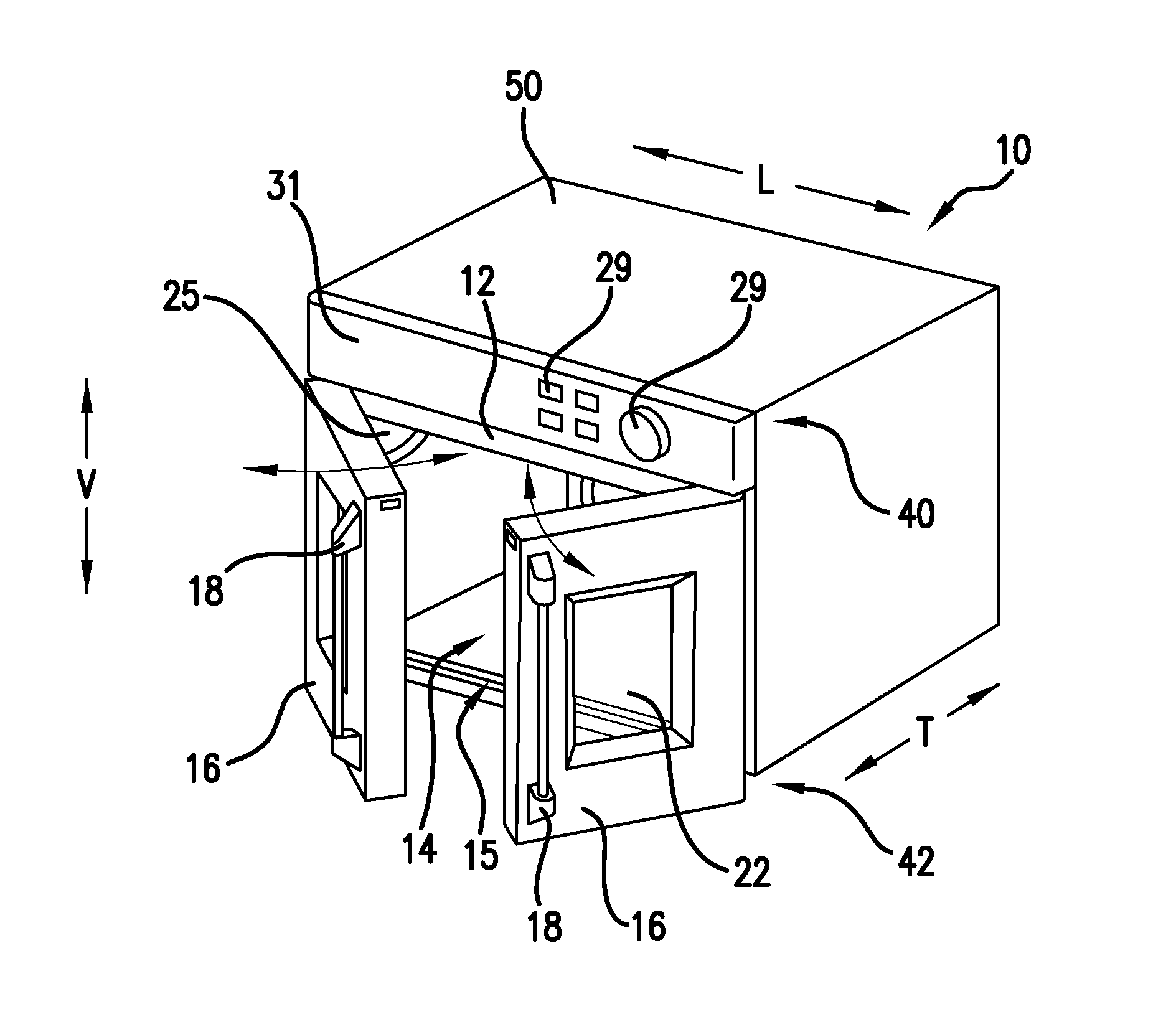 Oven appliance with dual opening and closing doors