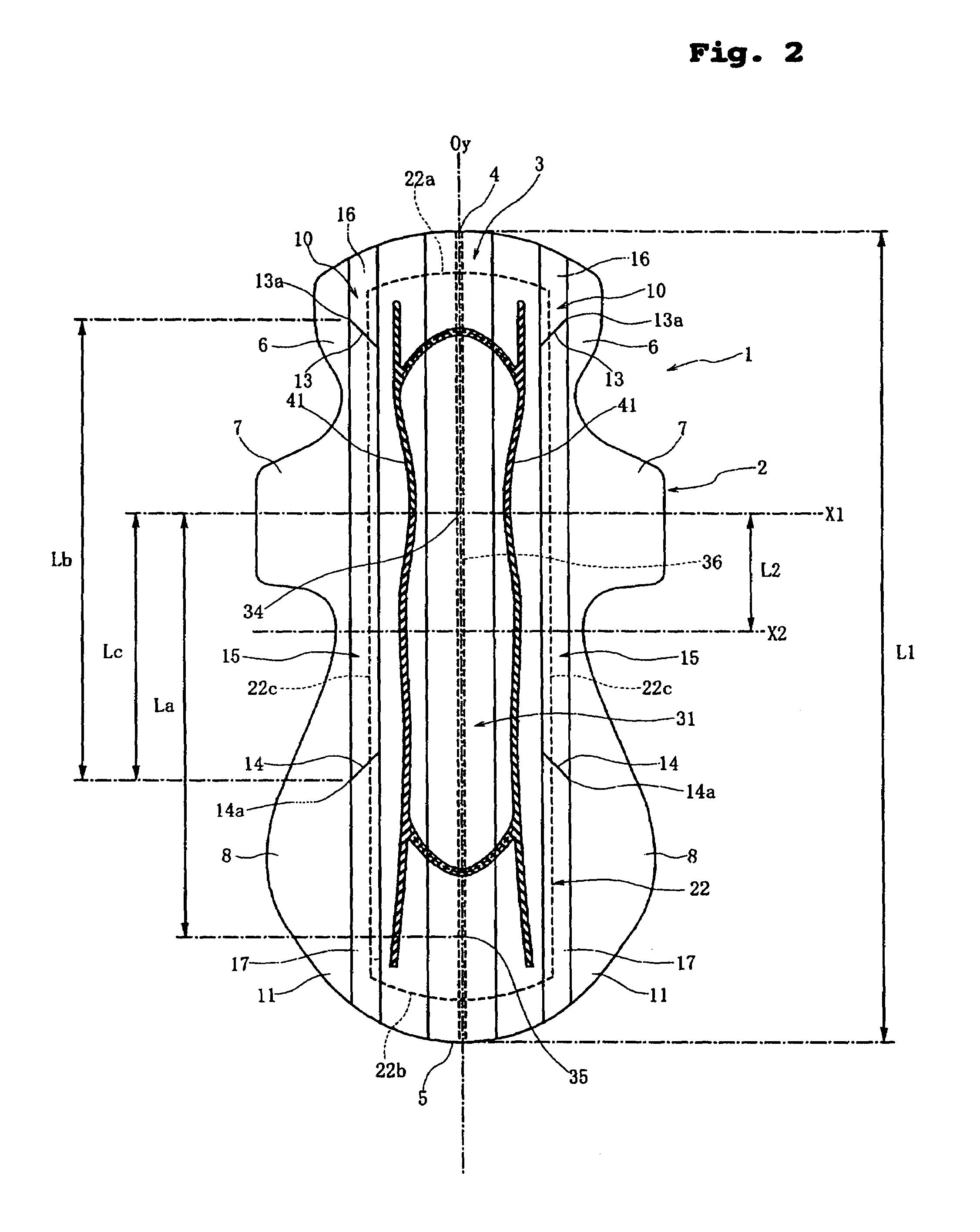 Sanitary napkin having pluralities of projections and elastic members