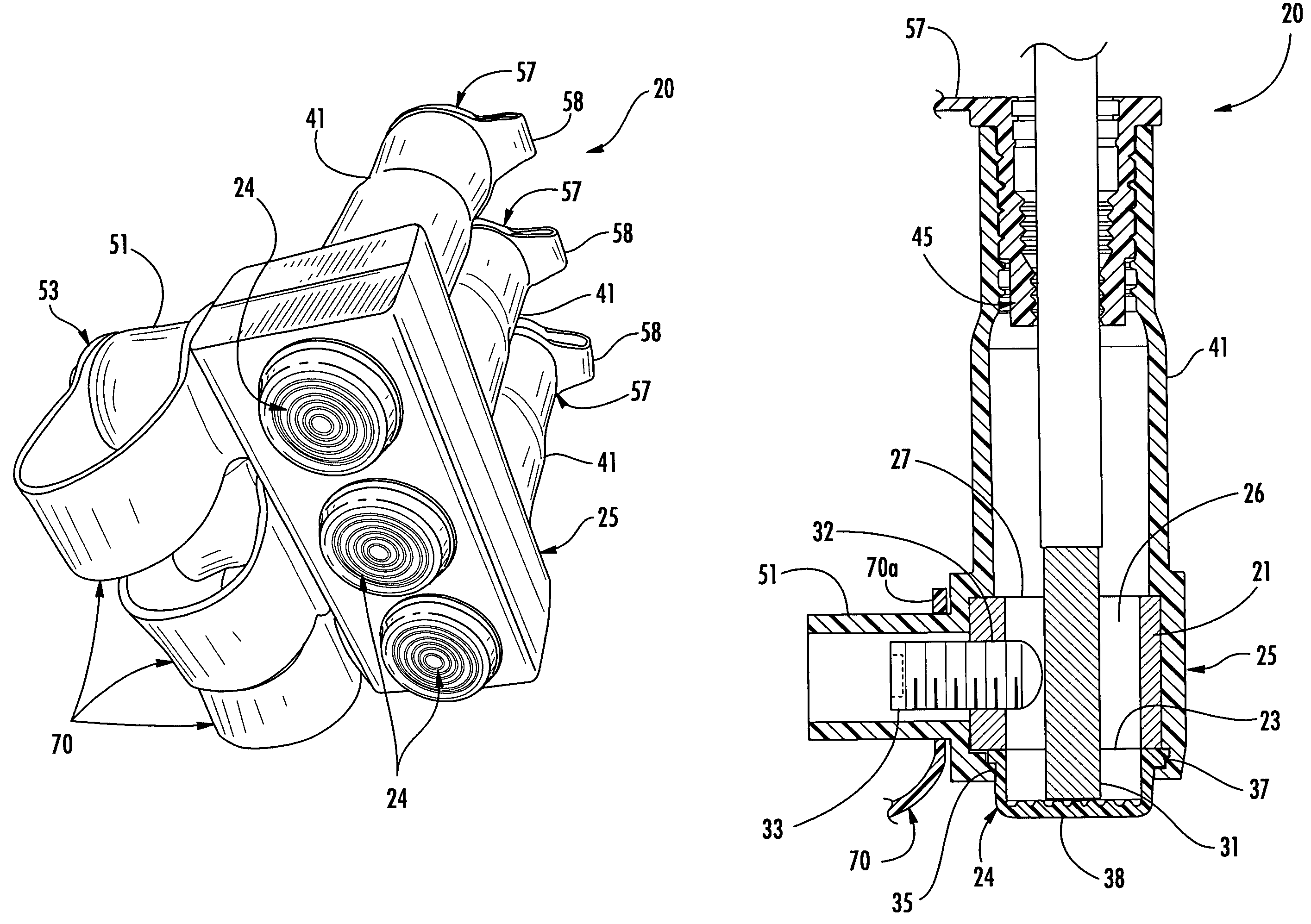 Electrical connector including insulating boots and associated methods