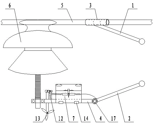 Parallel gap lightning protector with oscillating arm electrode